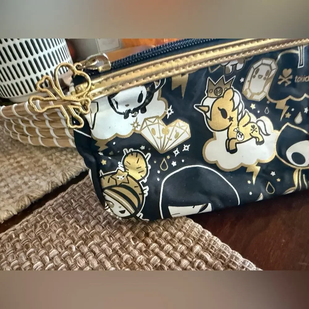 Tokidoki Black and Gold 24kt pouch